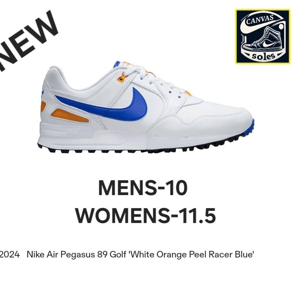 Nike Air Pegasus 89 Golf Shoes - White and Blue